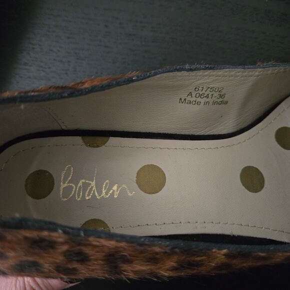 Boden Victoria Mid Heel Loafer Size 36 Leopard Calf Hair Animal Block Penny - Picture 10 of 10